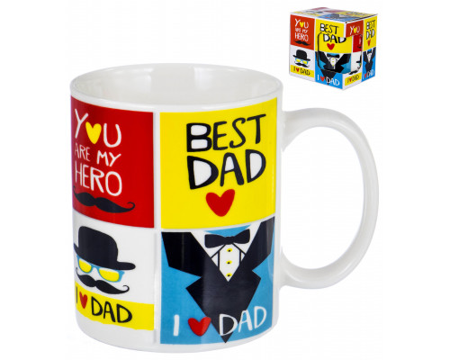 BEST DAD, кружка 350мл, NEW BONE CHINA, индивидуальная подарочная упаковка