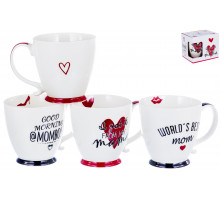 САМОМУ ДОРОГОМУ ЧЕЛОВЕКУ, кружка 370мл, NEW BONE CHINA, микс 4 декора, подарочная упаковка