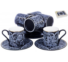 МАРМАРИС, набор кофейный (12) 6 чашек 100мл + 6 блюдец, NEW BONE CHINA, подарочная упаковка