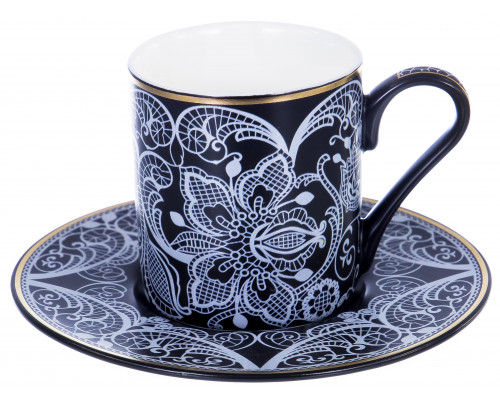 МАРМАРИС, набор кофейный (12) 6 чашек 100мл + 6 блюдец, NEW BONE CHINA, подарочная упаковка