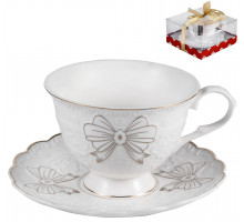 ГРАЦИЯ, набор чайный (2) чашка 220мл + блюдце, NEW BONE CHINA, подарочная упаковка
