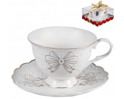 ГРАЦИЯ, набор чайный (2) чашка 220мл + блюдце, NEW BONE CHINA, подарочная упаковка