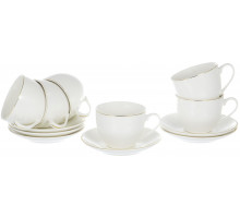 ГРАЦИЯ Шелк, набор чайный (12) 6 чашек 220мл + 6 блюдец, NEW BONE CHINA, подарочная упаковка