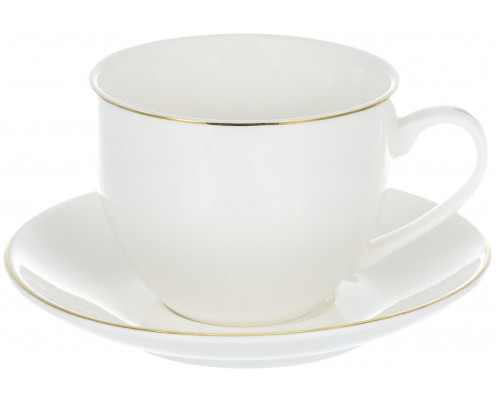 ГРАЦИЯ Шелк, набор чайный (12) 6 чашек 220мл + 6 блюдец, NEW BONE CHINA, подарочная упаковка