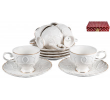 ГРАЦИЯ, набор кофейный (12) 6 чашек 100мл + 6 блюдец, NEW BONE CHINA, подарочная упаковка
