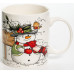СНЕГОВИК, кружка 350мл, красные ягоды, NEW BONE CHINA, упаковка - гофрокороб