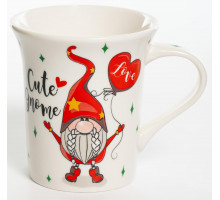 CUTE GNOME, кружка 310мл, ромбики, NEW BONE CHINA, упаковка - гофрокороб