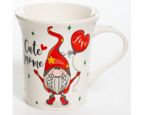 CUTE GNOME, кружка 310мл, ромбики, NEW BONE CHINA, упаковка - гофрокороб