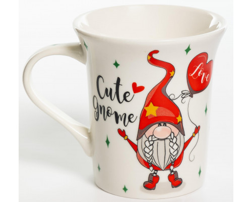 CUTE GNOME, кружка 310мл, ромбики, NEW BONE CHINA, упаковка - гофрокороб