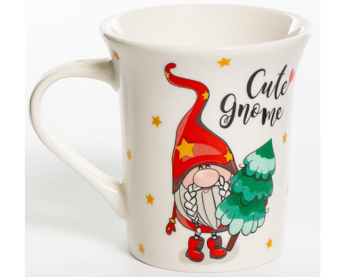 CUTE GNOME, кружка 310мл, звездочки, NEW BONE CHINA, упаковка - гофрокороб