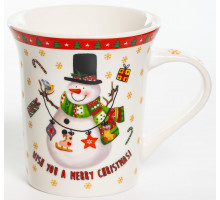 СНЕГОВИЧЕК, кружка 310мл, красная, NEW BONE CHINA, упаковка - гофрокороб