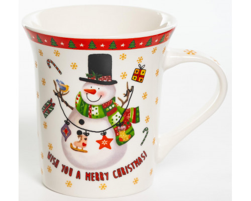 СНЕГОВИЧЕК, кружка 310мл, красная, NEW BONE CHINA, упаковка - гофрокороб