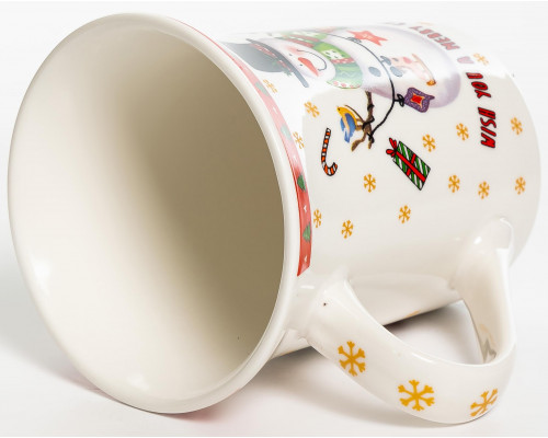 СНЕГОВИЧЕК, кружка 310мл, красная, NEW BONE CHINA, упаковка - гофрокороб