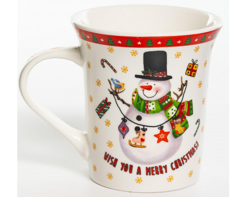 СНЕГОВИЧЕК, кружка 310мл, красная, NEW BONE CHINA, упаковка - гофрокороб
