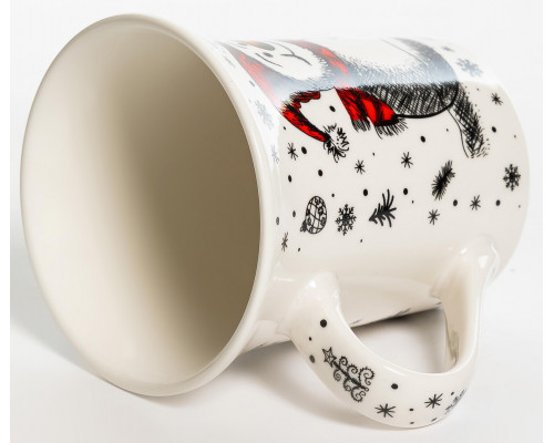 СНЕГОВИЧЕК, кружка 310мл, серо-красная, NEW BONE CHINA, упаковка - гофрокороб