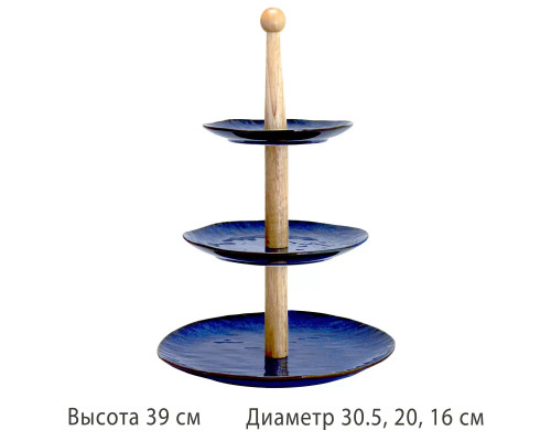 Этажерка 3-х ярусная LENARDI "AQUAMARINE" 133-295, 16/20/30,5 см, фарф., п/у