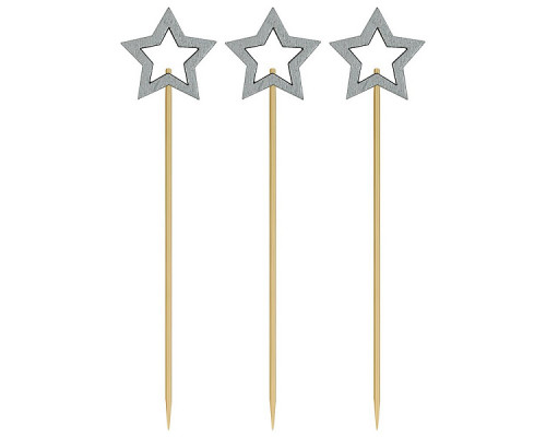 Шпажки для канапе "Звездочет" (серебро). Набор 24 шт. Длина 12 см. NEW