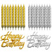 Свечи для торта "Happy Birthday". Набор 10 шт + топпер. Длина 8 см. 2 цв. NEW