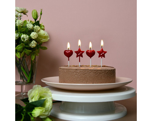 Свечи для торта "С любовью". Набор 4 шт. Длина 9,5 см. 3 цв. NEW