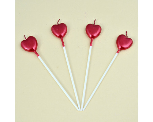 Свечи для торта "Любовное настроение". Набор 4 шт. Длина 13,5 см. 2 цв. NEW