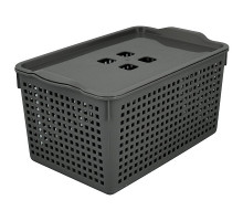 Корзинка "Лофт" с крышкой (серый). Размер 29,5х18,5х14,5 см. Объём 5,3 л. NEW