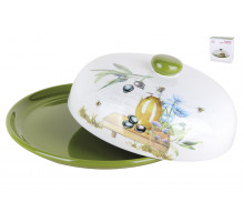 Блюдо д/блинов с крышкой Коралл Olives HC604R-B21 23см  п/уп керамика