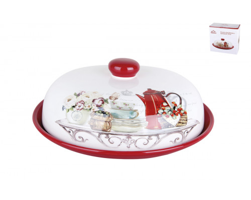 Блюдо для блинов с крышкой Коралл Dream tea HC604R-Q17 23см п/уп керамика