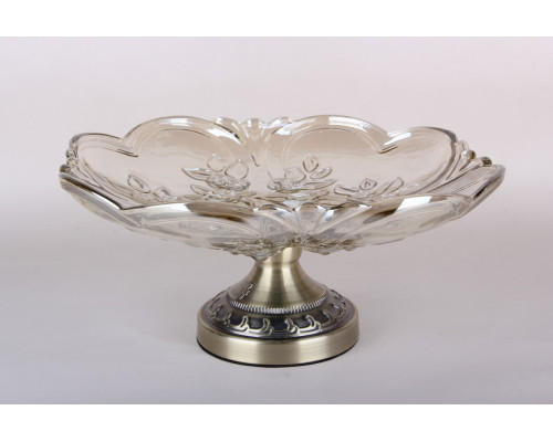 Блюдо сервировочное на ножке Коралл Royal Flora 8588 37х16х14см п/уп стекло