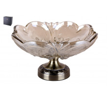 Блюдо сервировочное на ножке Коралл Royal Flora 8590 30х17х12см п/уп стекло