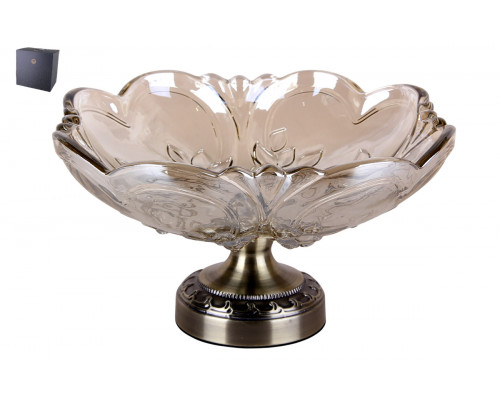 Блюдо сервировочное на ножке Коралл Royal Flora 8590 30х17х12см п/уп стекло