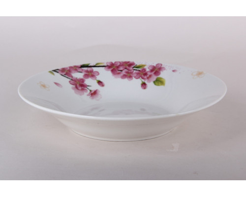 Тарелка суповая 450мл/20см Коралл Cherry Blossom ZX2431-8SP  фарфор