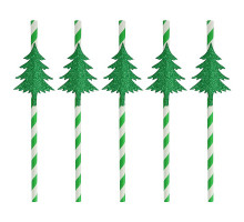 Трубочки для коктейля "Хвойный лес". Набор 5 шт. Длина 19 см NEW