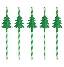 Трубочки для коктейля "Хвойный лес". Набор 5 шт. Длина 19 см NEW