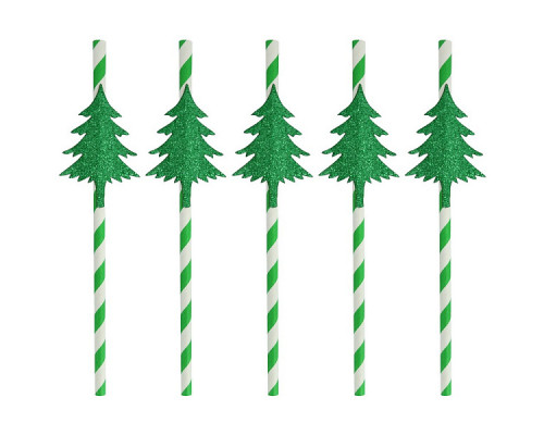 Трубочки для коктейля "Хвойный лес". Набор 5 шт. Длина 19 см NEW