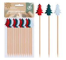 Шпажки для канапе "Новогодняя ель". Набор 24 шт. Длина 12 см.