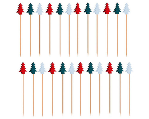 Шпажки для канапе "Новогодняя ель". Набор 24 шт. Длина 12 см.