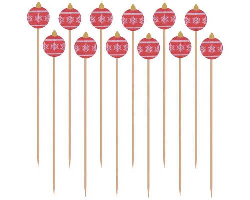 Шпажки для канапе "Новогодние шары". Набор 24 шт. Длина 12 см. NEW