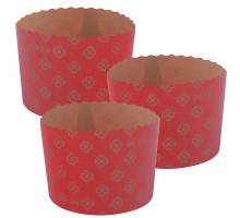 Форма для выпечки кулича бумажная "Пасхальная красная". Набор 3 шт. Диаметр 11см, высота 8,5см. NEW