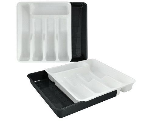 Лоток раздвижной для столовых приборов (белый/серый) 33х29,5х5,3 см NEW