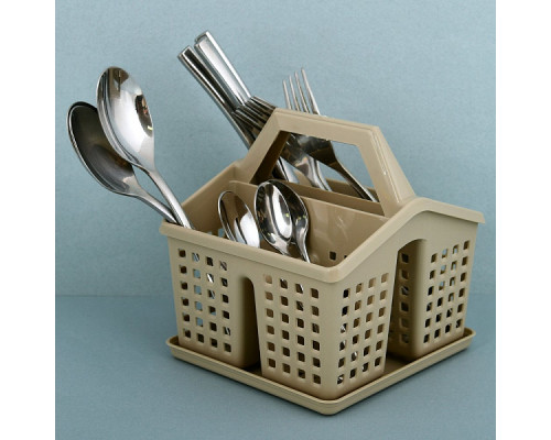 Подставка под столовые приборы "Лофт". Размер 15х15х16 см. (латте) NEW