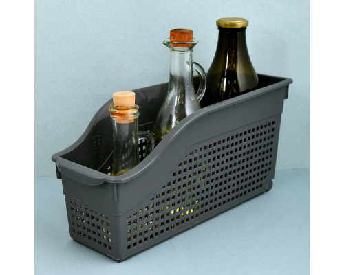 Контейнер "Лофт" хозяйственный на колесах узкий. Размер 35,5х13х17 см. (серый) NEW