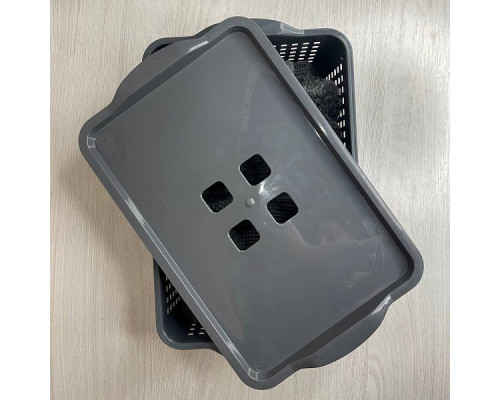 Корзинка "Лофт" с крышкой (серый). Размер 29,5х18,5х10,5 см. Объём 3,8 л. NEW
