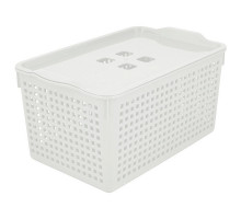 Корзинка "Лофт" с крышкой (белый). Размер 29,5х18,5х14,5 см. Объём 5,3 л. NEW