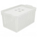 Корзинка "Лофт" с крышкой (белый). Размер 29,5х18,5х14,5 см. Объём 5,3 л. NEW