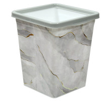 Ведро для мусора с фиксатором квадратное с декором "Белый Мрамор". Размер 23х22,5х26,5 см. NEW