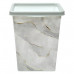 Ведро для мусора с фиксатором квадратное с декором "Белый Мрамор". Размер 23х22,5х26,5 см. NEW