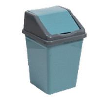 Ведро для мусора с подвижной крышкой 10л квадратное (бирюзово-синий/серый).Размер 22,5х22,5х35 см NEW