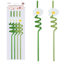 Трубочки для коктейля "Ромашки" 4 шт. Длина 26 см. NEW