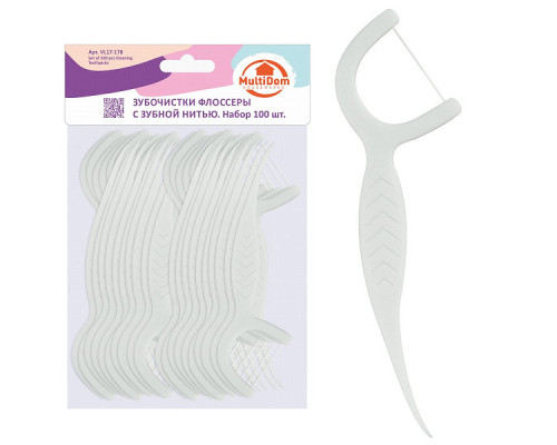 Зубочистки флоссеры с зубной нитью. Набор 100 шт. NEW