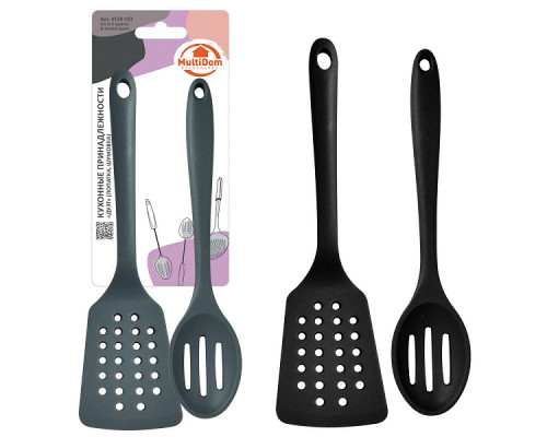 Кухонные принадлежности «Дуэт» (лопатка, шумовка) Длина 21 см, 2 цв. NEW